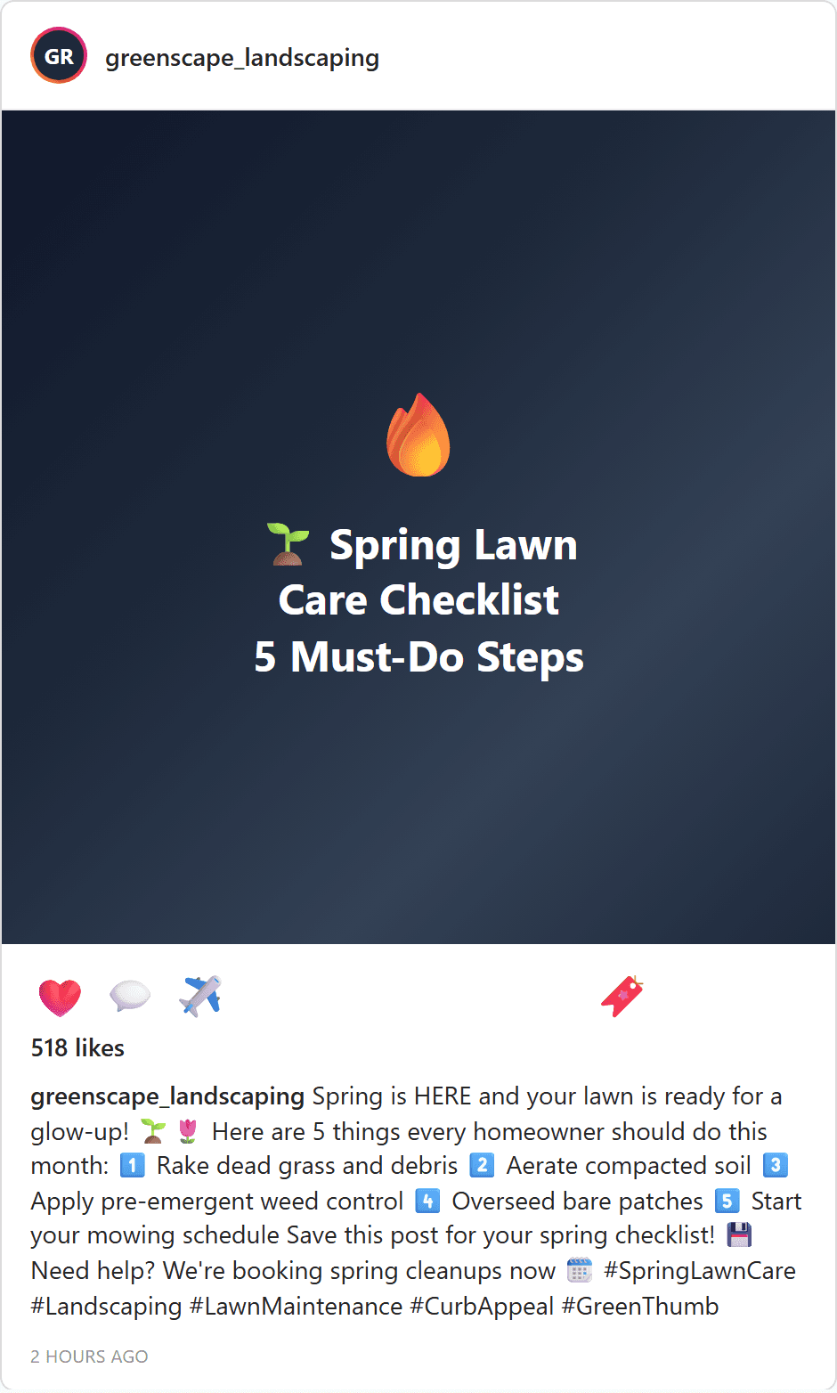 AI-generated Instagram post for landscaping business
